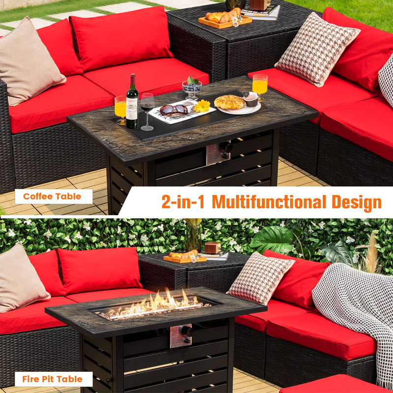 Rectangular Gas Fire Table w/ 50,000 BTU Heat Output