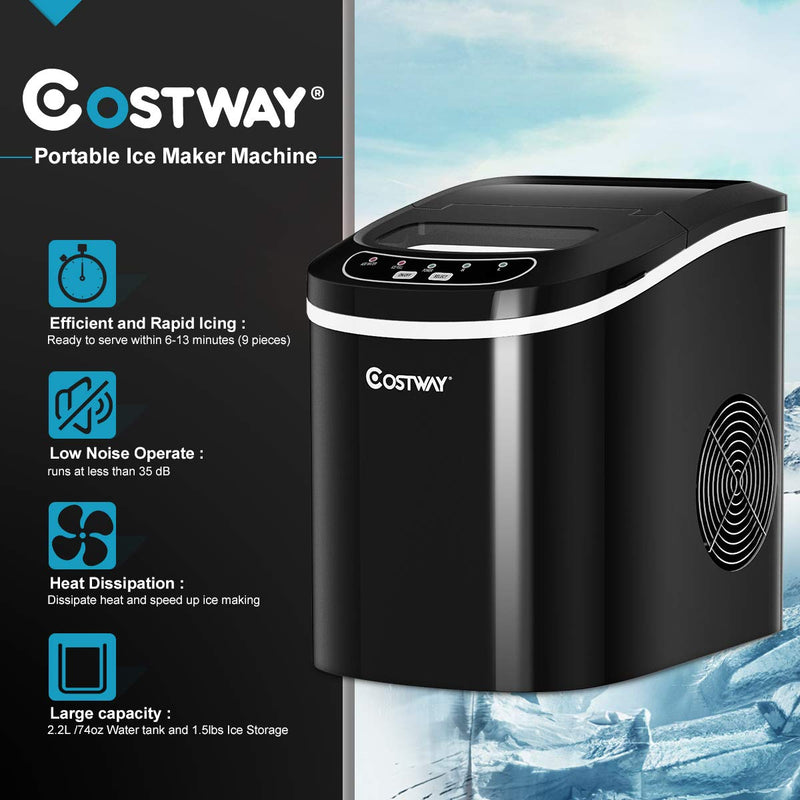Countertop Ice Maker, 26LBS/24H Portable and Compact Ice Maker Machine, Ice Cubes Ready in 6 Mins