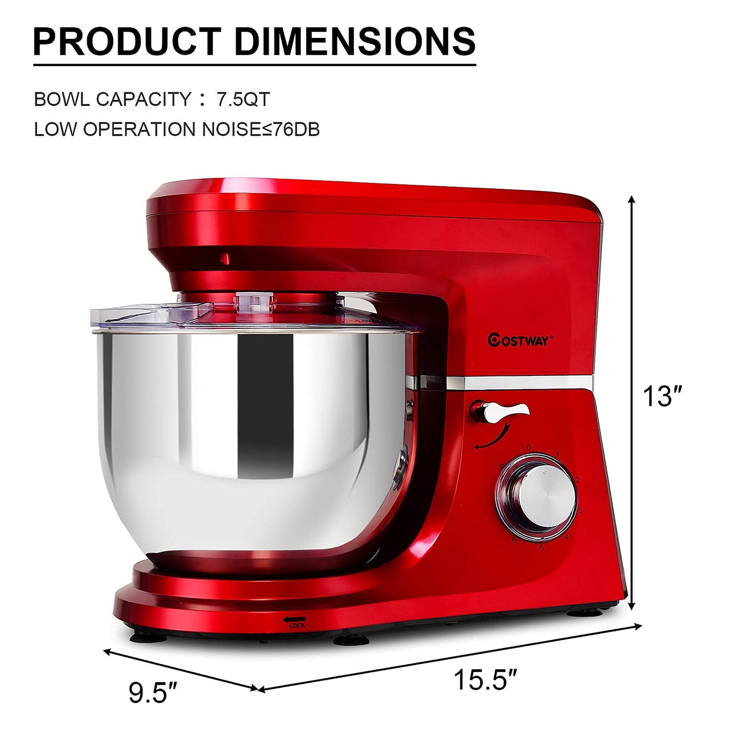 [侵权下架]ARLIME Professional Stand Mixer, 7.5QT 660W Tilt-Head Food Mixer