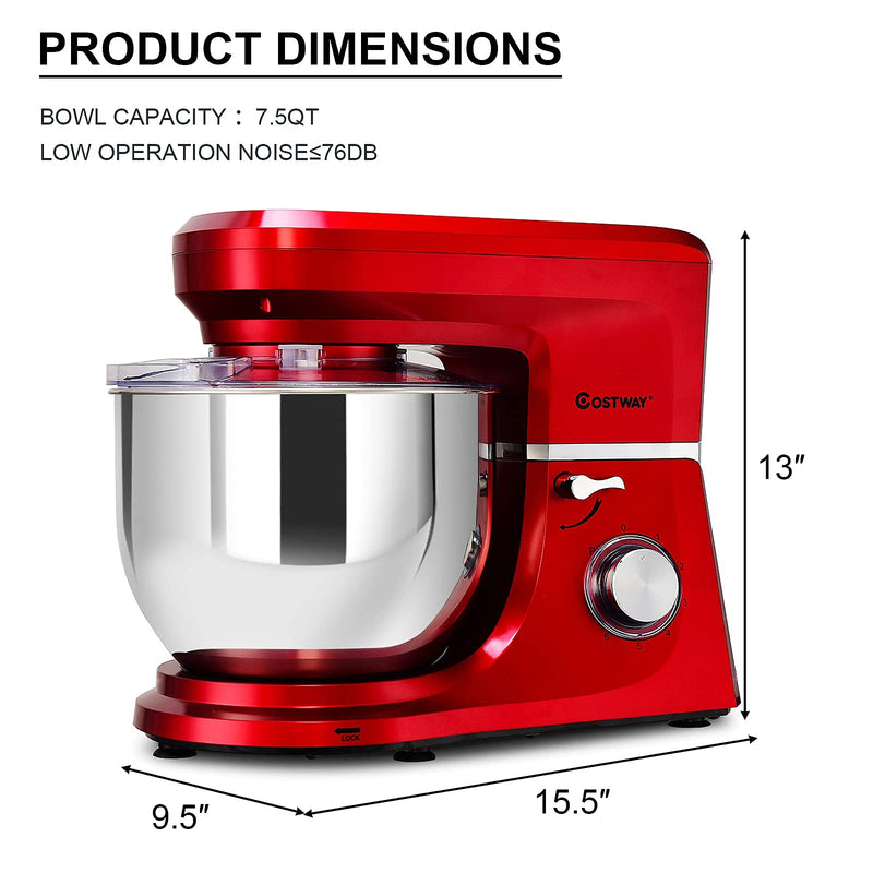ARLIME Professional Stand Mixer, 7.5QT 660W Tilt-Head Food Mixer