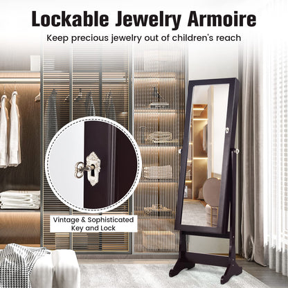 57.5" Jewelry Armoire with Full Length Mirror for Women