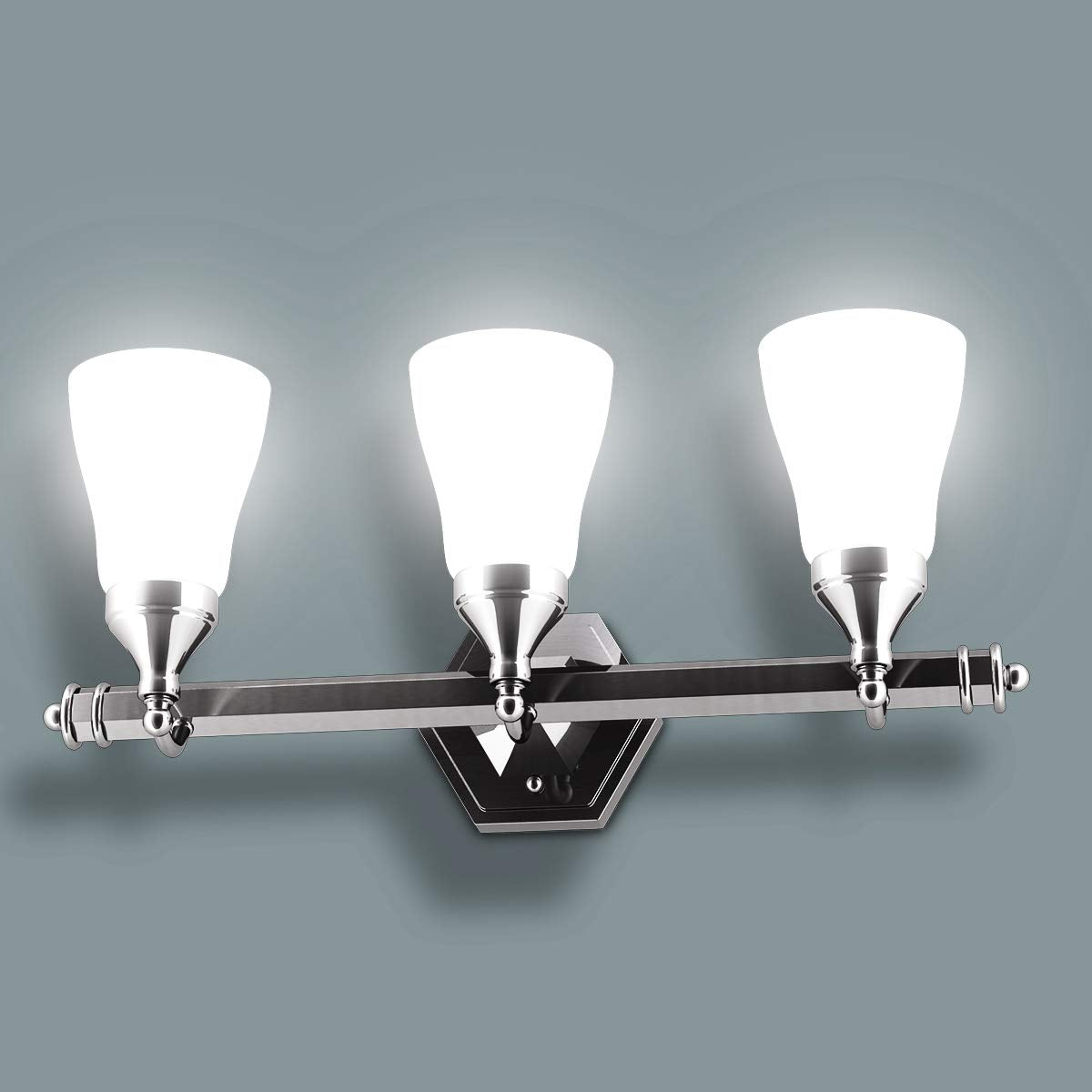 Bathroom Vanity Light Antique Brushed Wall Mounted with White Alabaster Wall Sconces Glass Shade