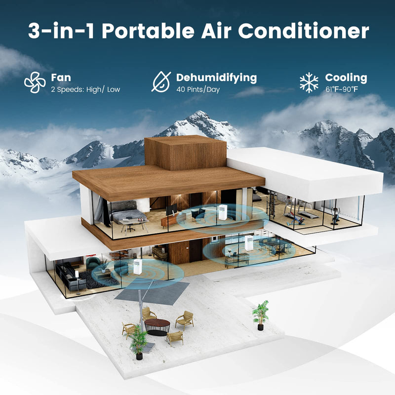 ARLIME Portable Air Conditioner,8000 BTU AC Unit, 3 in 1 Compact Dehumidifier & AC Fan, Quiet Sleep Mode, 24H Timer
