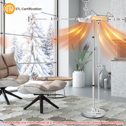 Outdoor Electric Patio Heater, 1500W Standing Infrared Heater with Double-sided Heating