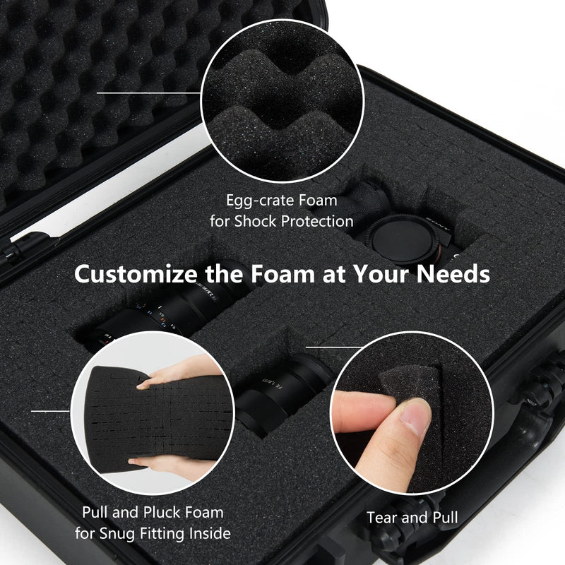 Waterproof Hard Case 22-Inch Multi-Purpose Small Camera Dry Box with DIY Customizable Foam Insert