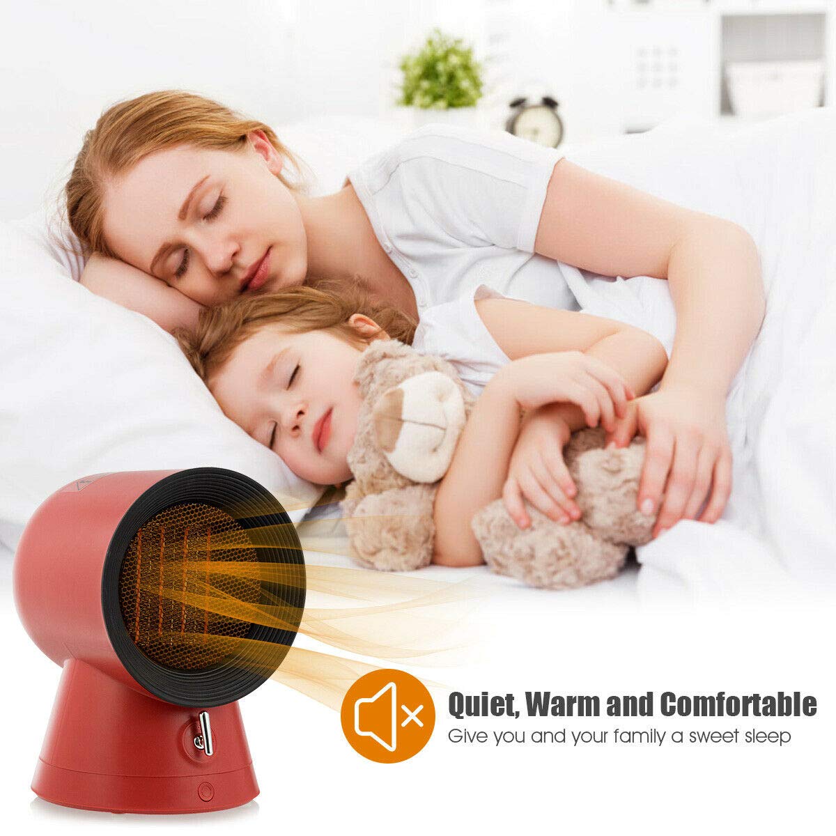 2 in 1 Mini Electric Space Heater Cooling Fan 3 Modes 1500W Small Portable Ceramic Heater