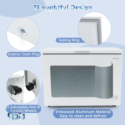 10 Cu.Ft. Chest Freezer, Compact Deep Freezer with 7-Level Adjustable Temperature, Removable Basket