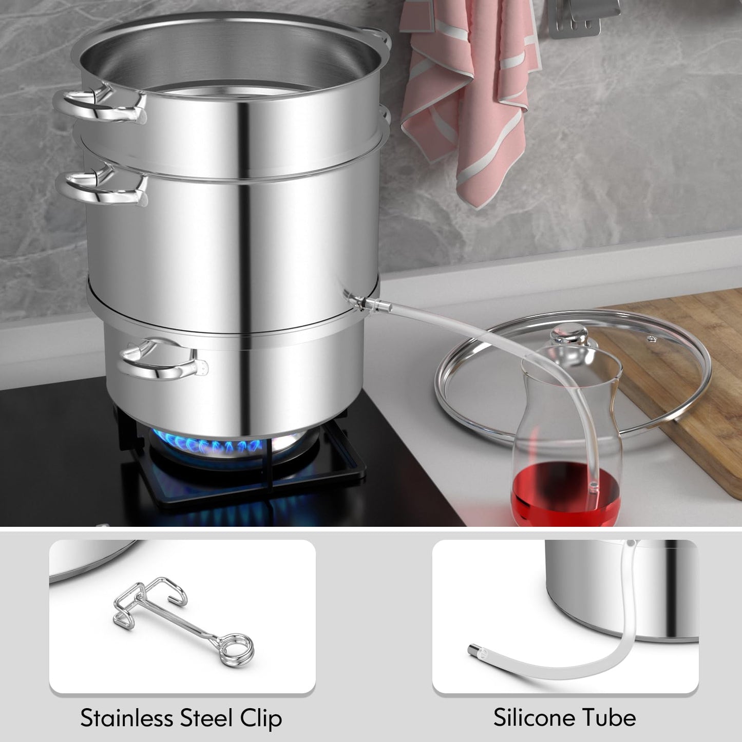 11 Quart Fruits Vegetables Steamer with Tempered Glass Lid