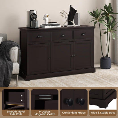 Sideboard Buffet Kitchen Storage Cabinet with Countertop 2 Cabinets & 3 Drawers