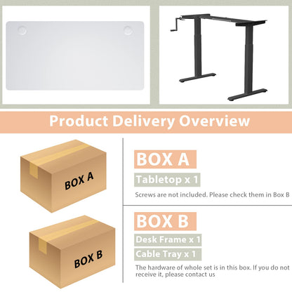 48" x 24" Manual Sit to Stand Desk with Headphone Hook & Cable Tray