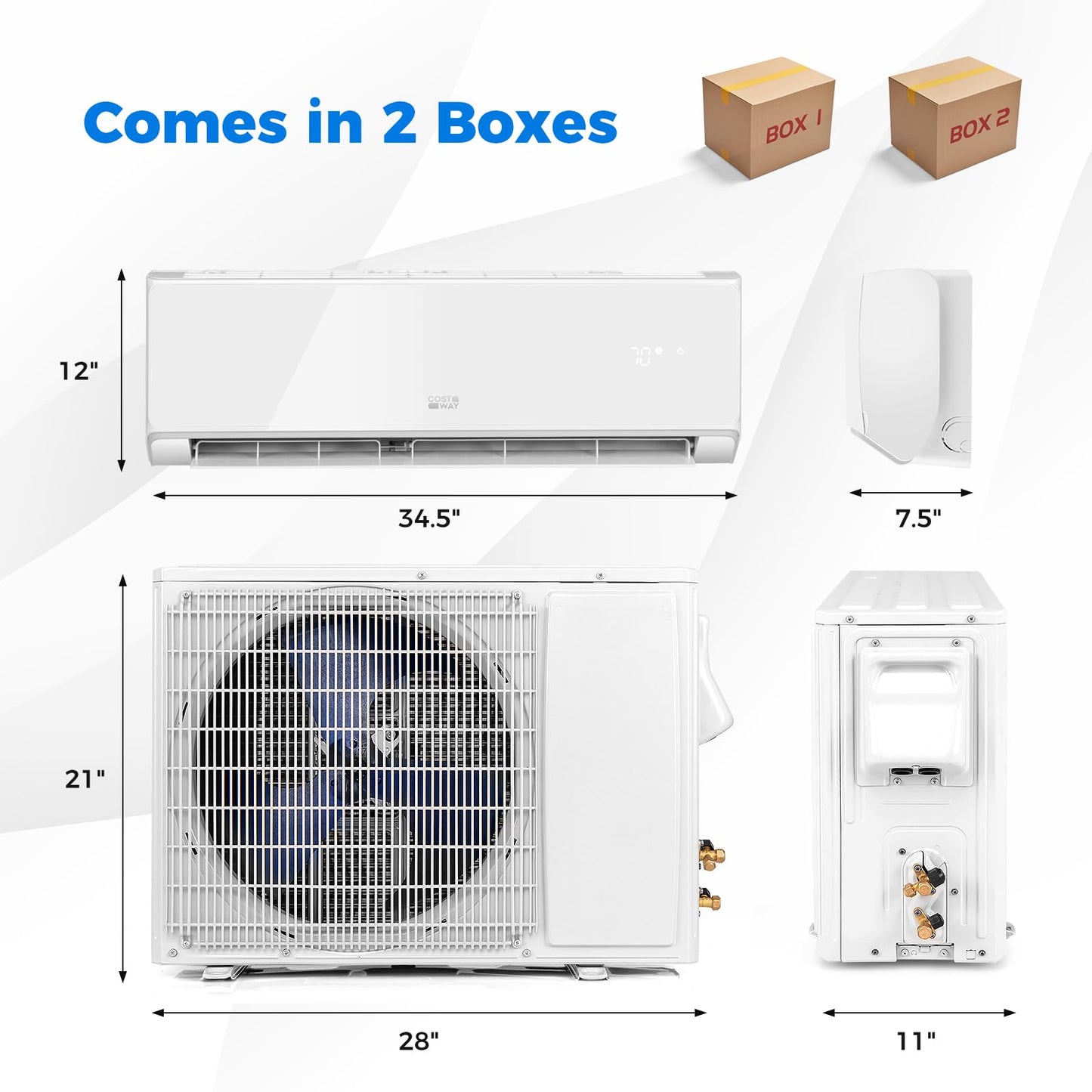 ARLIME 12000 BTU Wifi Enabled Mini Split Air Conditioner & Heater, 12000 BTU, 208-230V, 22 SEER2