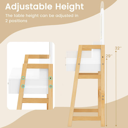 Vanity Desk with Mirror and Lights for Teens