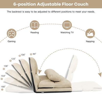 Convertible Floor Sofa Couch with 2 Pillows