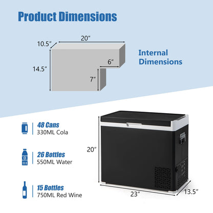 ARLIME 12 Volt Car Refrigerator, 53QT (50L) Dual Zone Portable Car Fridge