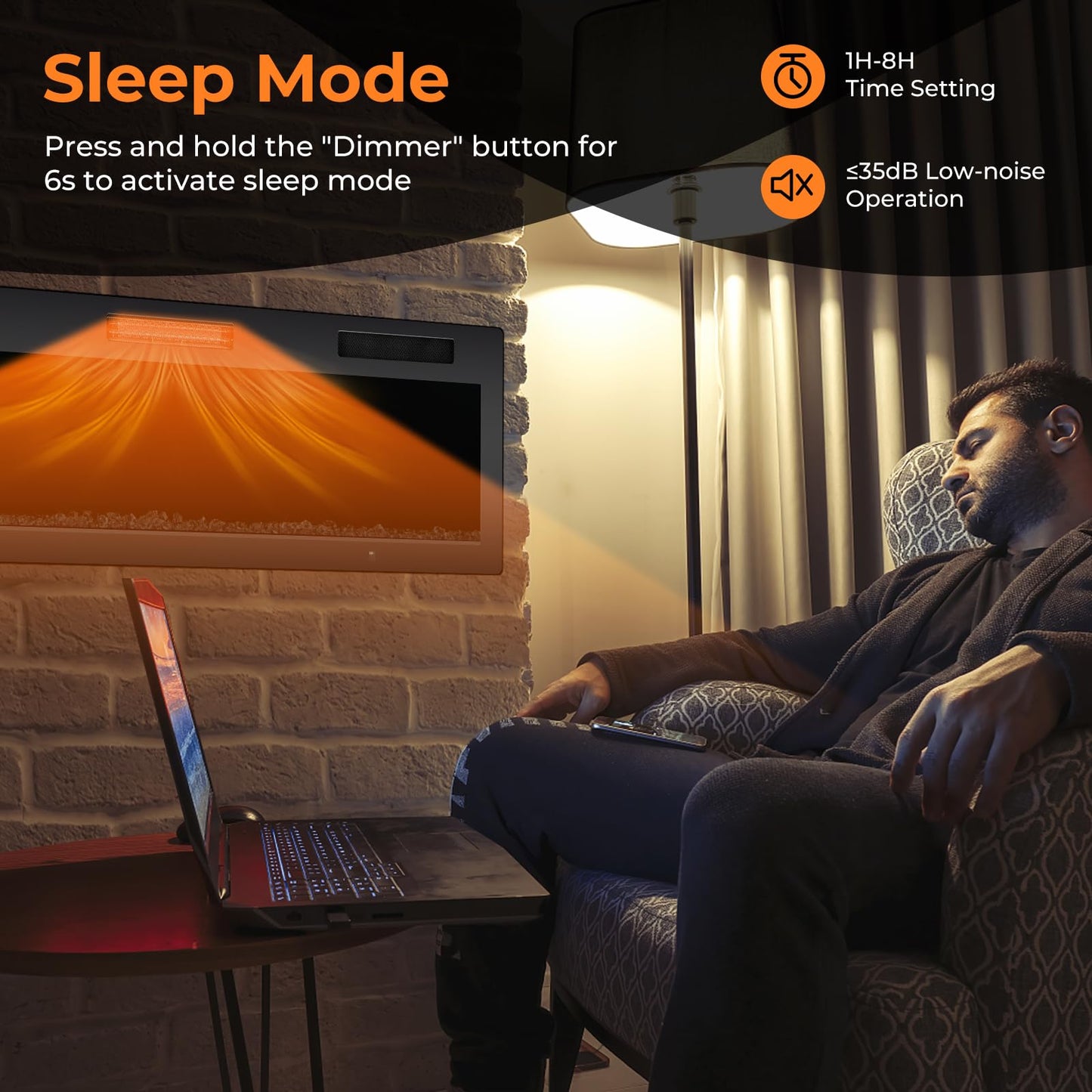 60 Inch Electric Fireplace Recessed and Wall Mounted, 750W/1500W Electric Fireplace Heater with Remote