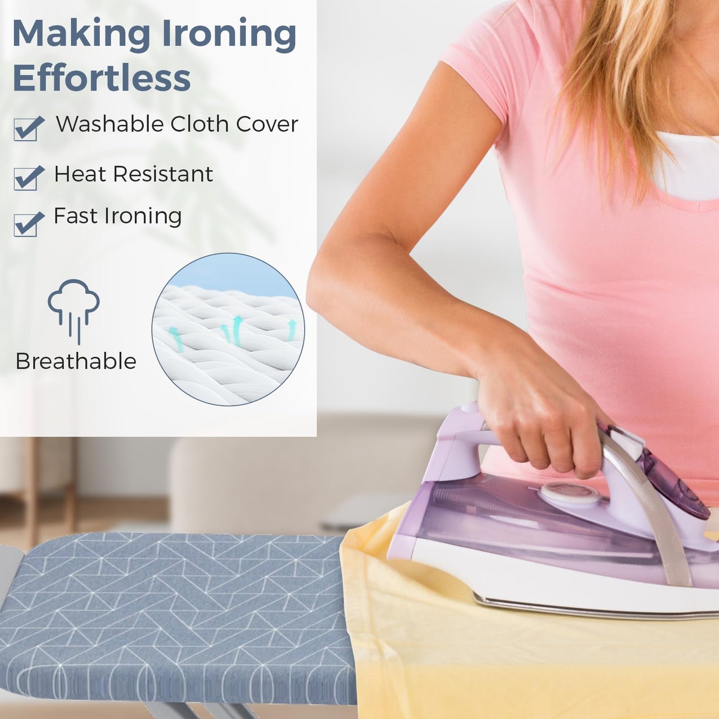Ironing Board with Iron Rest Full Size Iron Stand with 3 Layers Extra Thick Cover