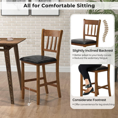 25.5'' Mid Century Modern Wooden Bar Stools with Backrest