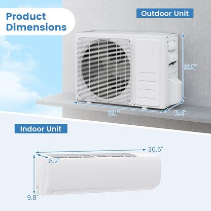 11500/17000/23000 BTU Mini Split Air Conditioner w/Installation Kit