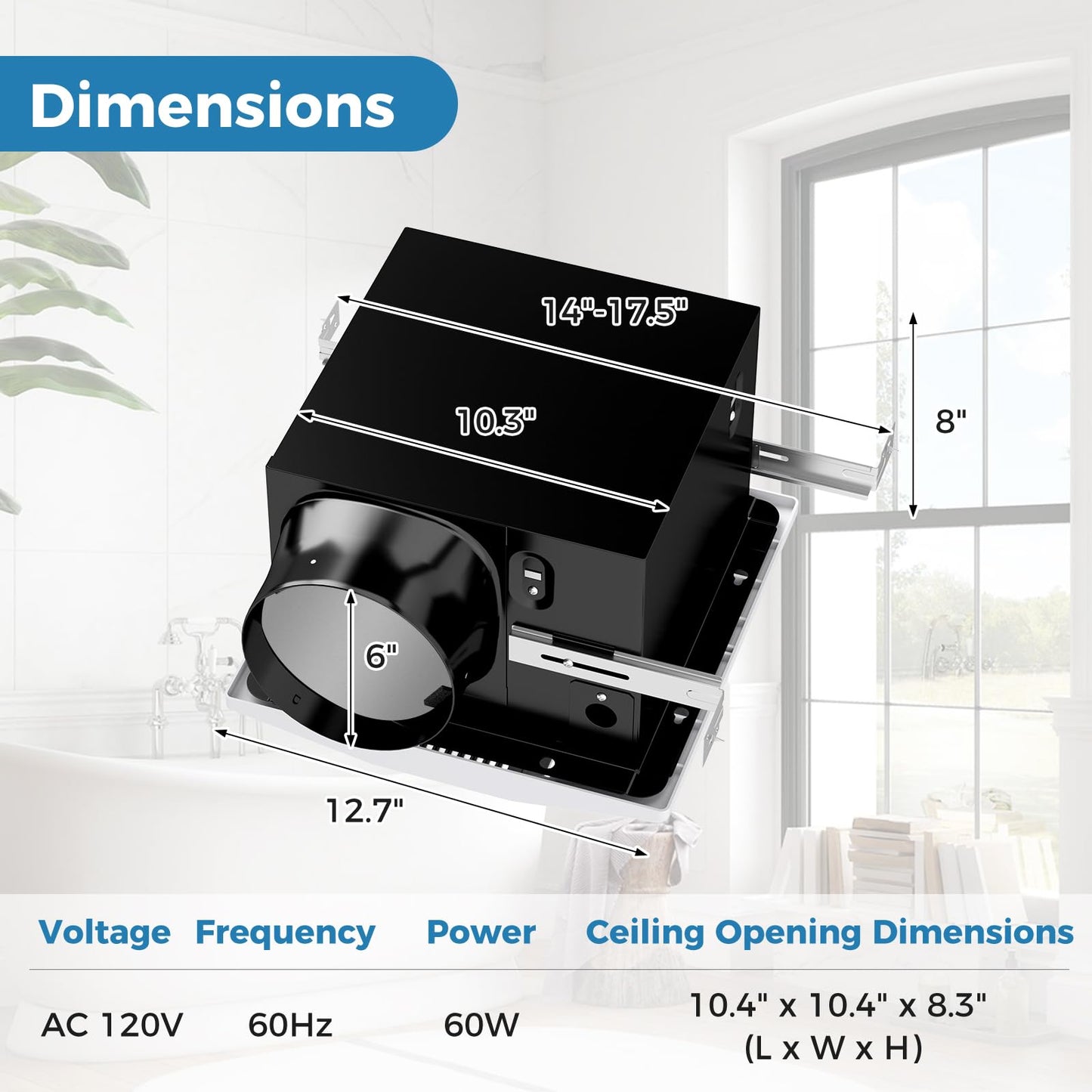 ARLIME 200 CFM Bathroom Exhaust Fan Ceiling Mount Exhaust Ventilation Fan