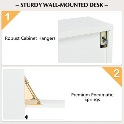 Wall-Mounted Computer Desk Floating Desk with Storage Drawer & Shelves