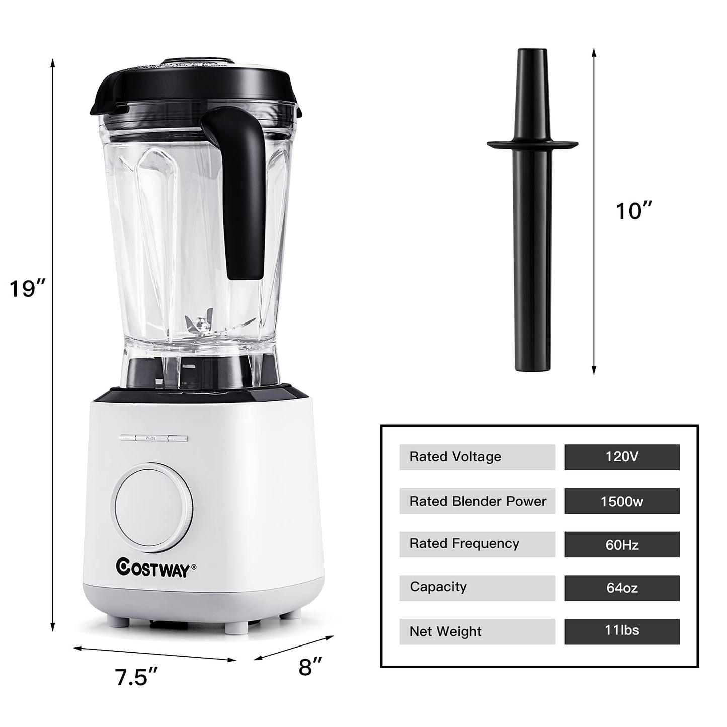 Professional Countertop Blender 6 Pre-Setting Programs & 10 Speed Control