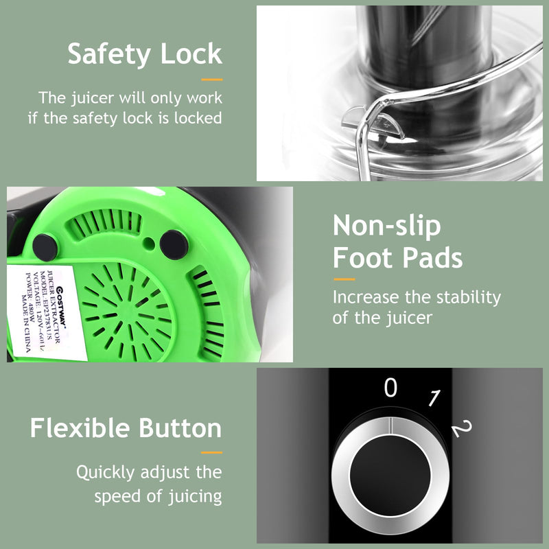 Juicer Machine, Centrifugal Juicer with 3-Inch Wide Mouth, BPA-Free Stainless Steel Juice Maker with 2-Speed Control