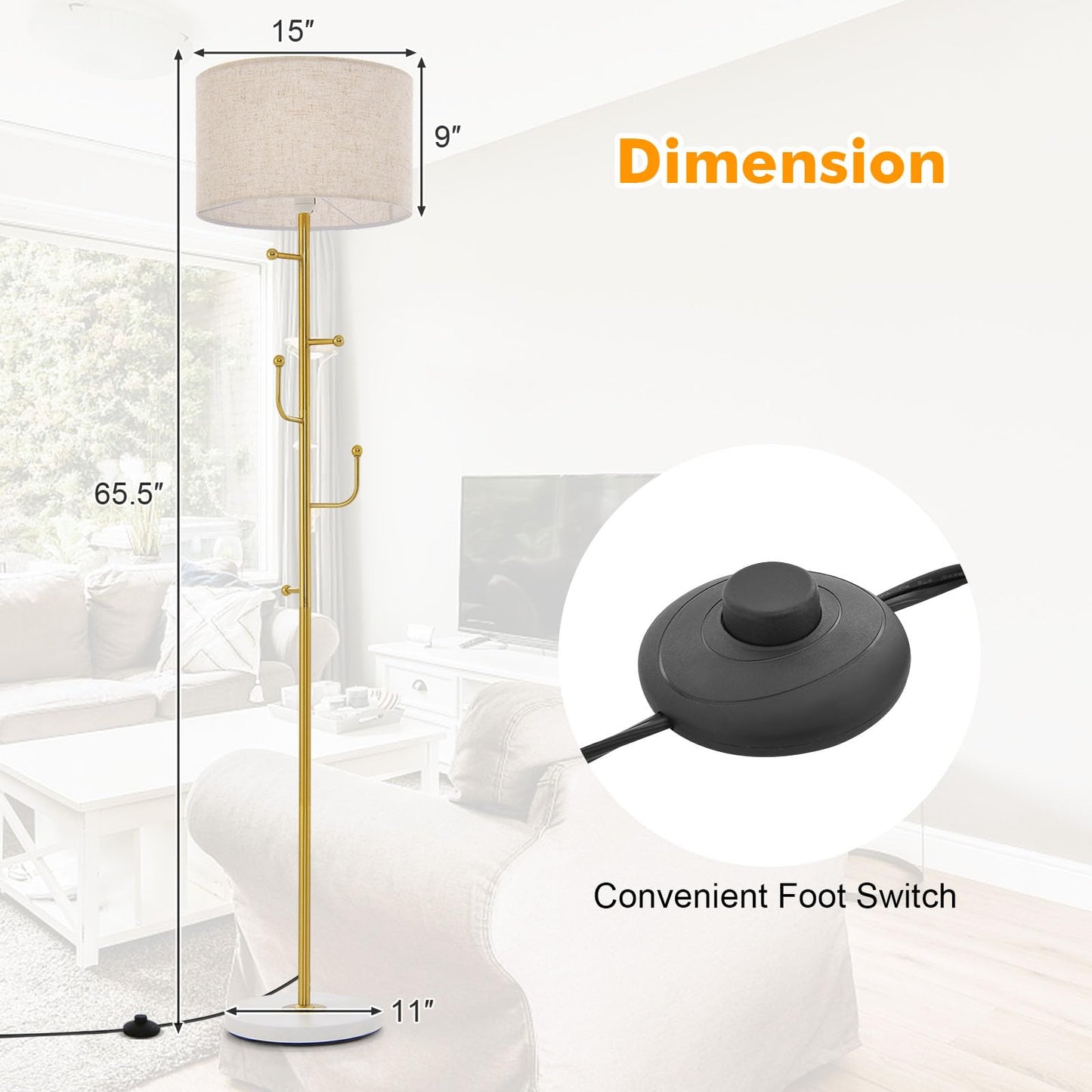ARLIME Floor Lamp with Coat Rack