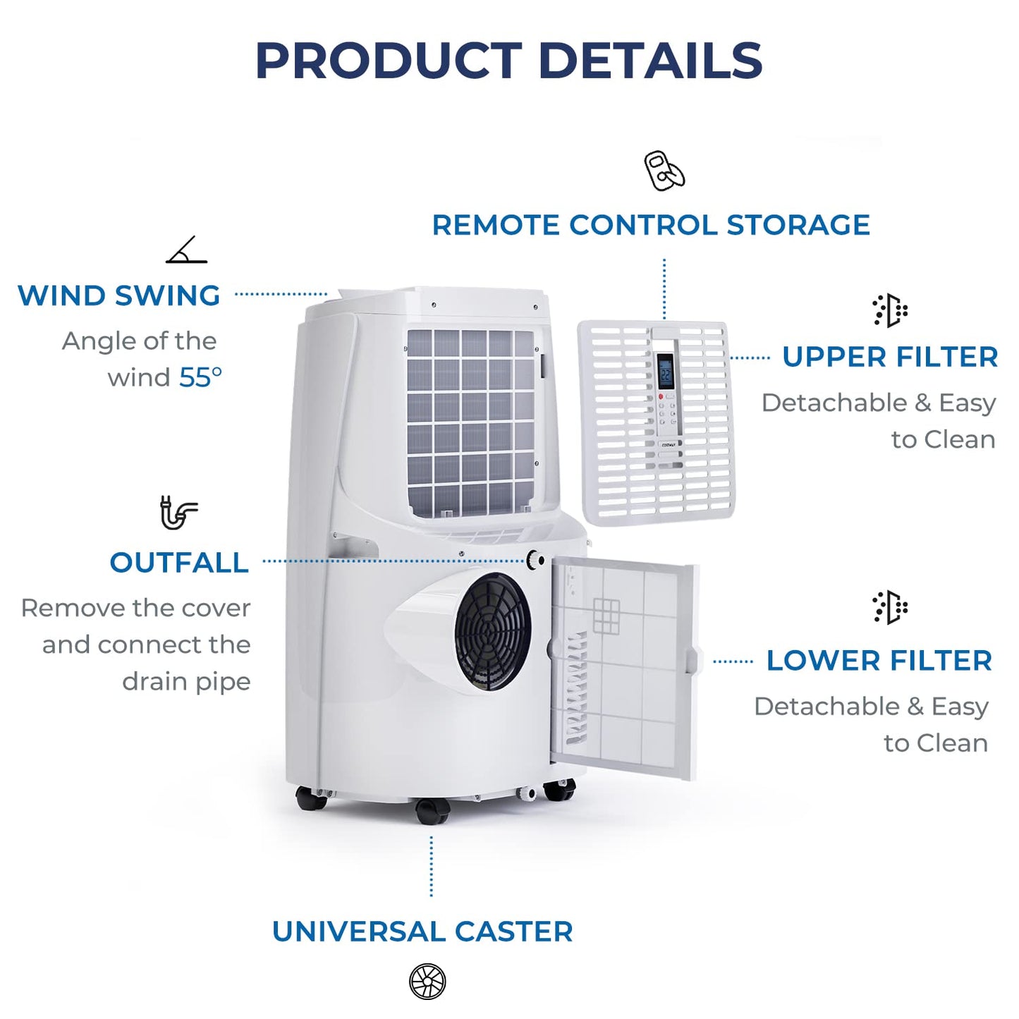ARLIME Portable AC Air Conditioner 9000 BTU/ 12000BTU, AC Units for Rooms 3-in-1 with Fan & Dehumidifier