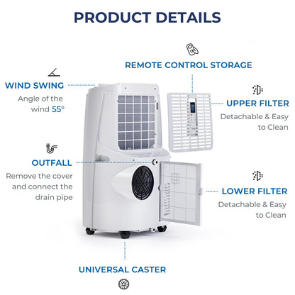 ARLIME Portable AC Air Conditioner 9000 BTU/ 12000BTU, AC Units for Rooms 3-in-1 with Fan & Dehumidifier