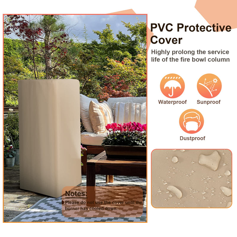 Outdoor Burning Fire Bowl W/Lava Rocks & PVC Cover
