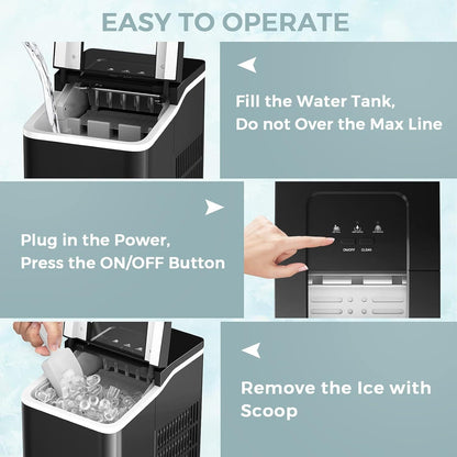 ARLIME Portable Ice Maker Machine for Countertop, Bullet Ice Cubes Ready in 8 Mins, 26LBS/24H