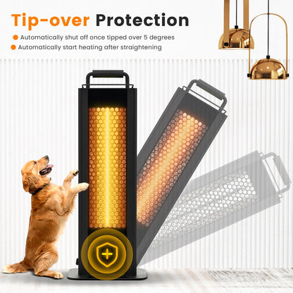 Outdoor Patio Heater, 1200W Freestanding Double-Sided Electric Infrared Heater w/Tip-Over Protection