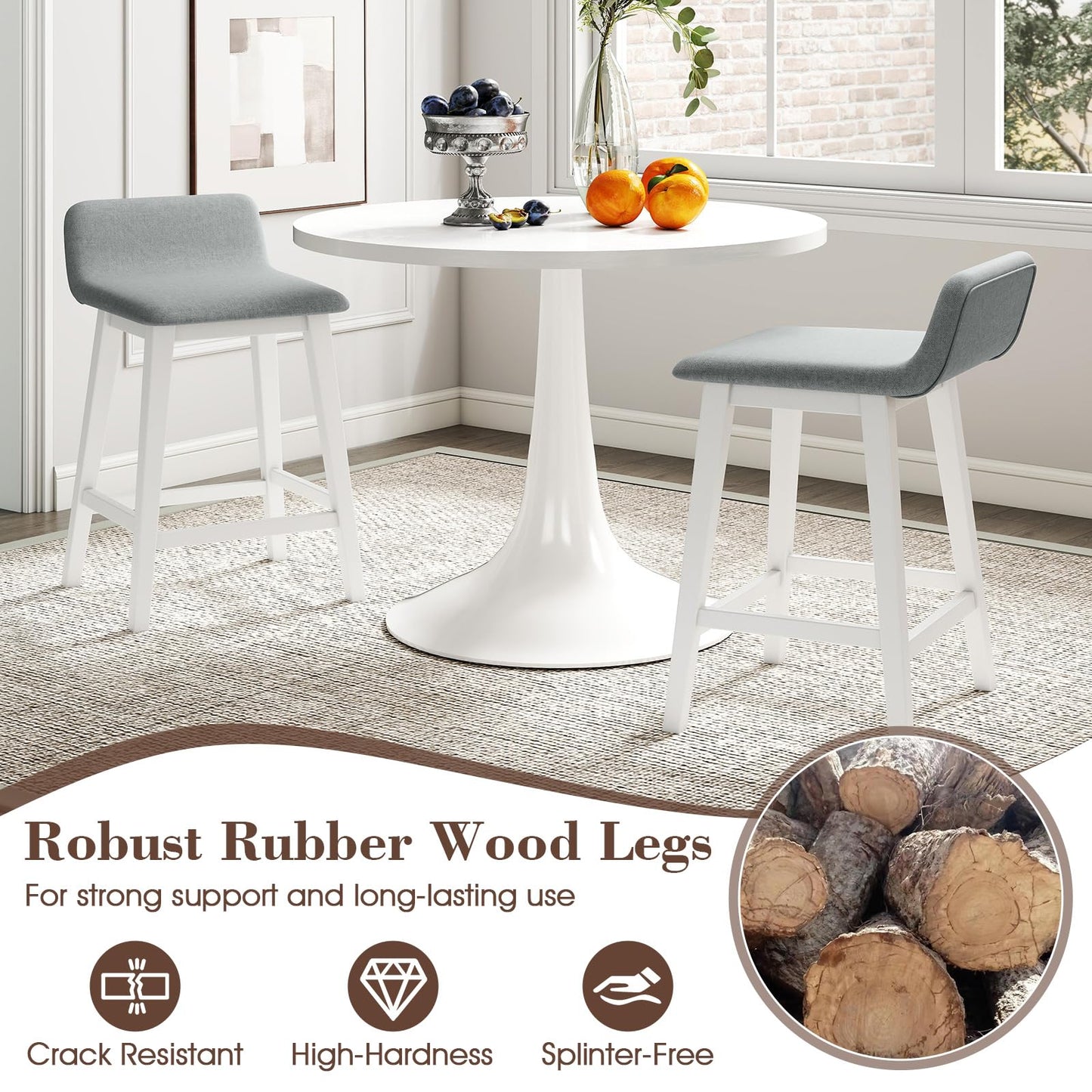 24/29 inch Wooden Counter Stools Set of 2/4