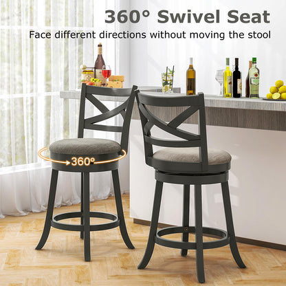 Bar Stools Set of 2 Counter Height Swivel Chairs