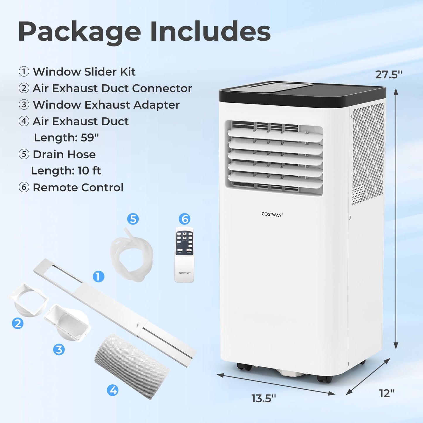 10000 BTU Portable Air Conditioner 3 in 1 Floor AC Unit Fan and Dehumidifier for Room