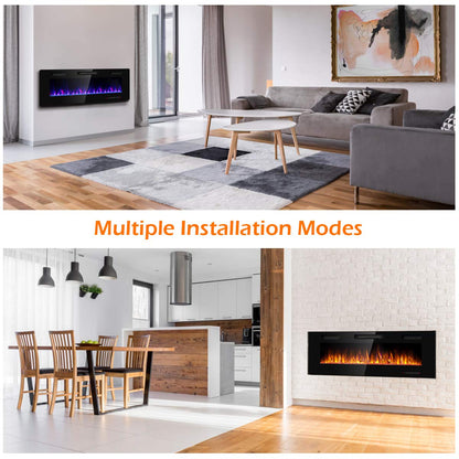 50 Inches Recessed Electric Fireplace, in-Wall & Wall Mounted Electric Heater