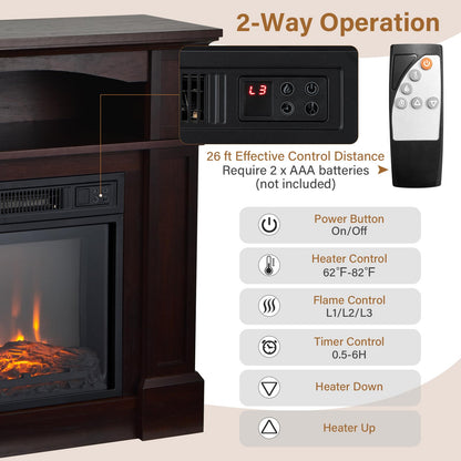 32-inch Electric Fireplace with Mantel, 1400W Adjustable Freestanding Heater with Remote Control