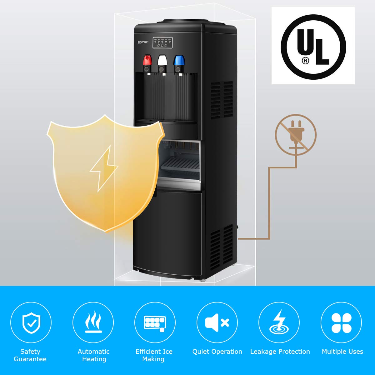 2 in 1 Water Cooler Dispenser with Built in Ice Maker