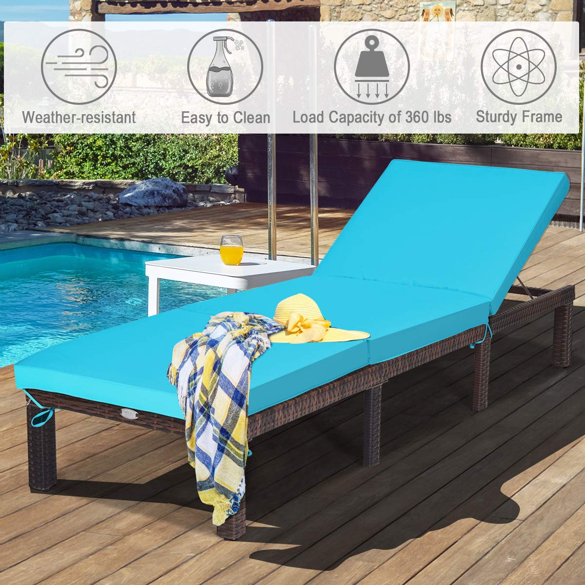 6 Gear Adjustable Chasie Lounge for Backyard
