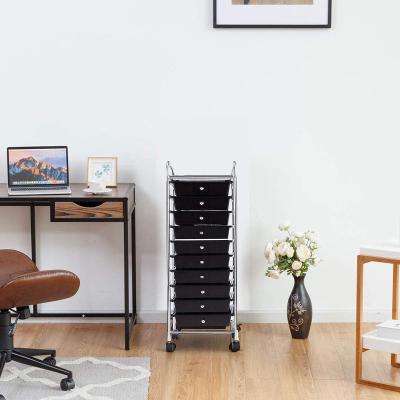 ARLIME 10-Drawer Storage Cart, 10 Drawer Trolley, Rolling Organizer Cart