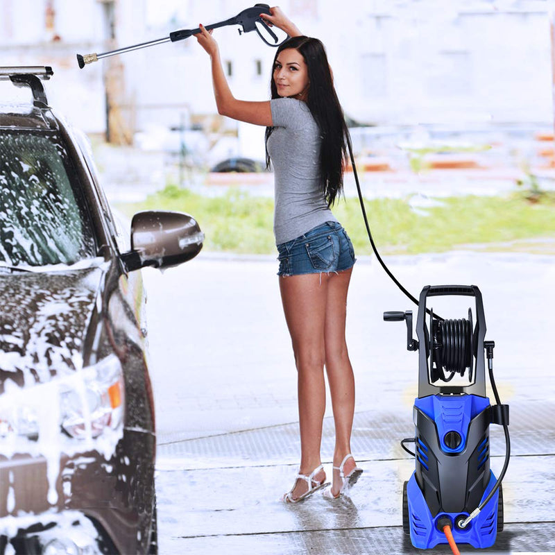 3000PSI Electric High Pressure Washer, 2 GPM 2000W Portable Power Washer Deck Patio Cleaner with Nozzles (Blue)