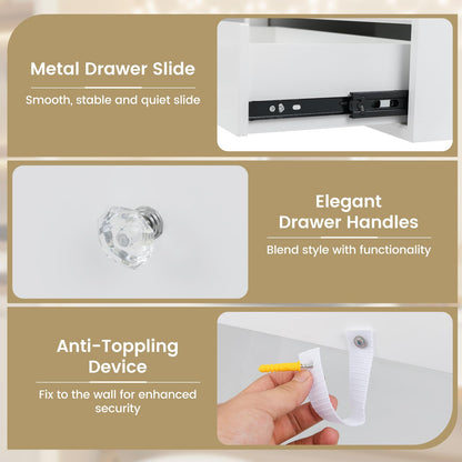 Modern Desktop Makeup Mirror with 2 Storage Drawers