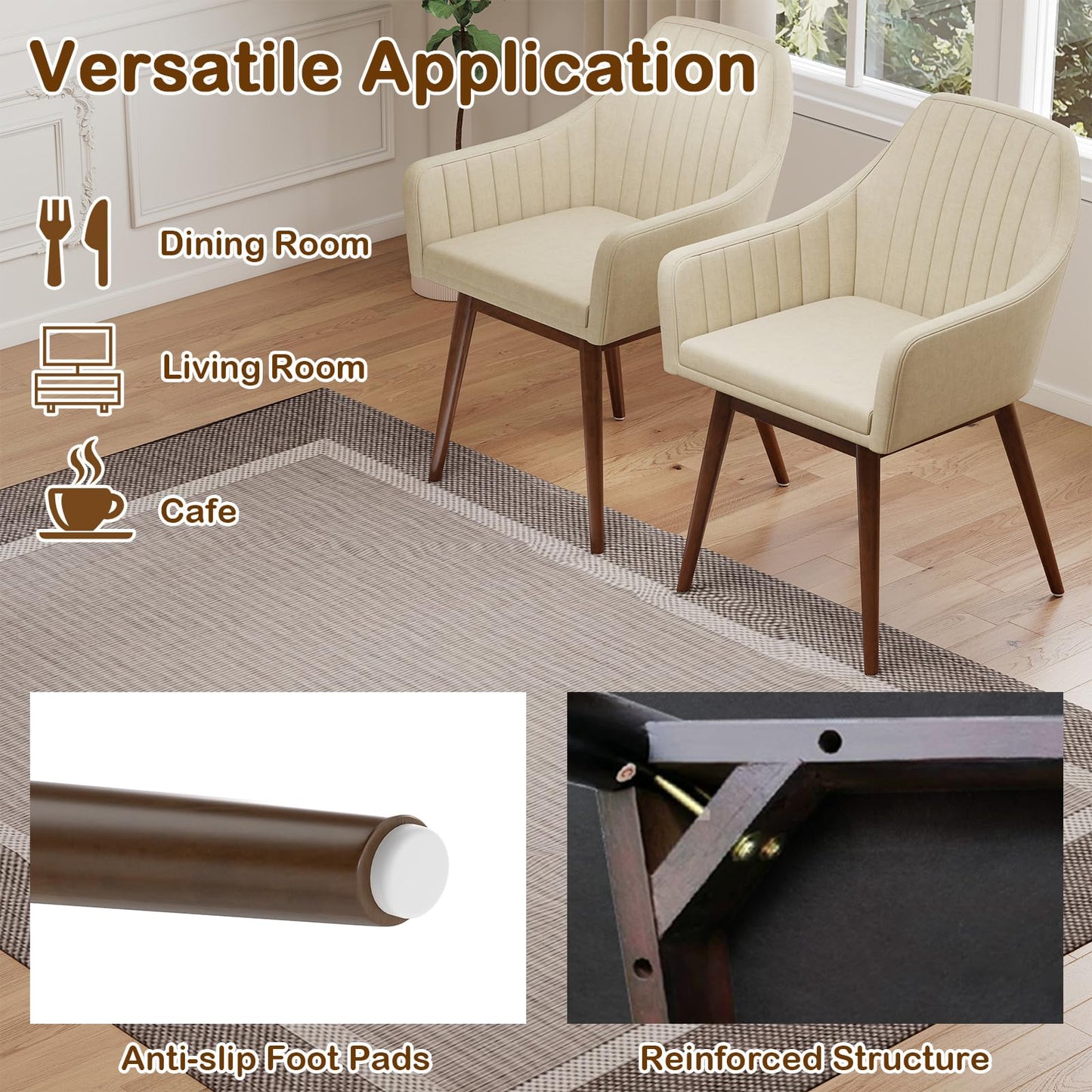 Dining Chairs Set of 2/4 with Comfy Padded Backrest & Seat