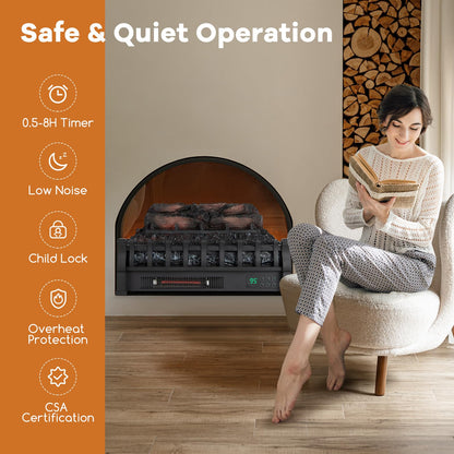 23 Inch Electric Fireplace Heater w/ 5 Level Flame & Brightness