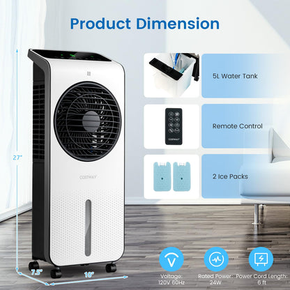 ARLIME Evaporative Air Cooler, 3-in-1 Portable Air Conditioner & Humidifier, AC Fan w/ 3 Modes, 24 Speeds Settings