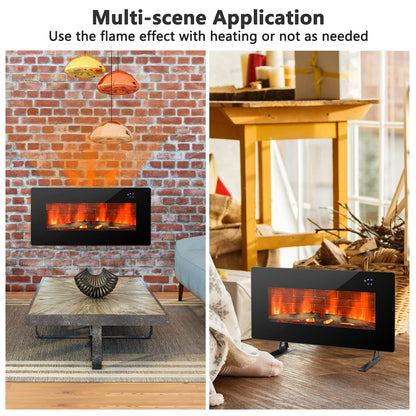 36 Inches Electric Fireplace Wall Mounted and Freestanding Fireplace Heater