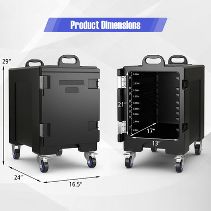 ARLIME 2 Pack Insulated Food Pan Carriers (1 with wheels), End-Loading Insulated for 5 Full-Size Pans