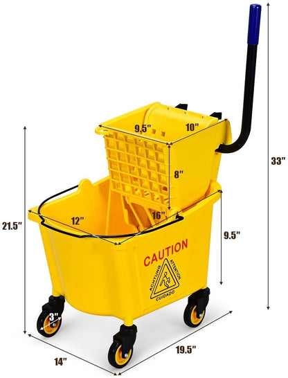 ARLIME Mop Bucket with Wringer On Wheels, 26 Quart Capacity Portable Wringer Trolley on Wheels