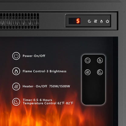 ARLIME 18"/ 25"/ 28" Electric Fireplace Inserts, 1500W Freestanding & Recessed Fireplace