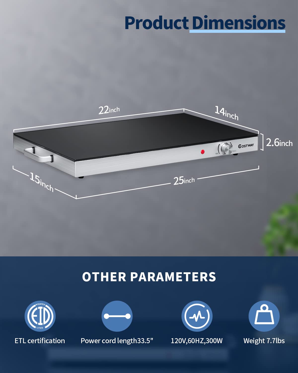 ARLIME 22"x14" Buffets Server Food Warmer for Parties, Electric Food Warming Tray